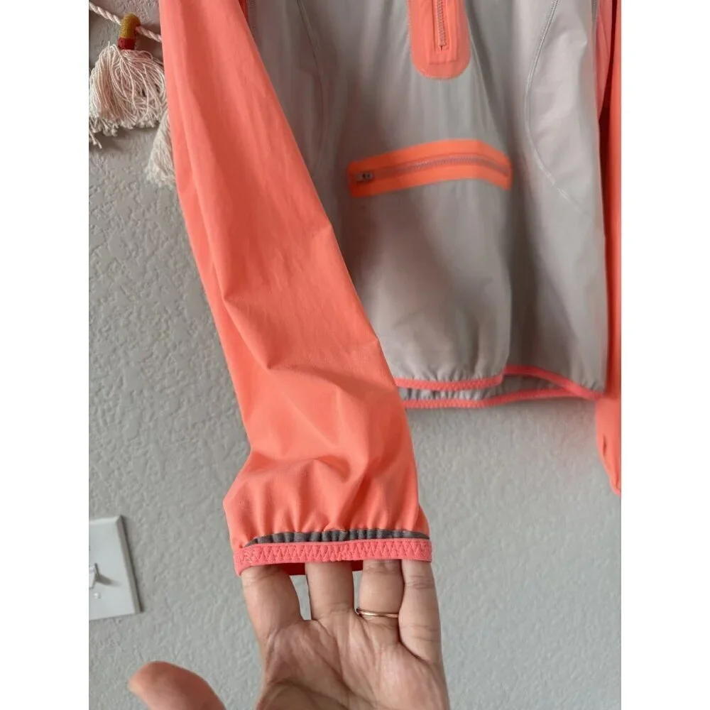 Lululemon Run Stash & Dash Half Zip Pullover Reflective Loose Fit Pop Orange 4